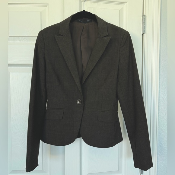 Express Editor Chocolate Brown 1 Button Blazer Suit Jacket - Picture 1 of 3